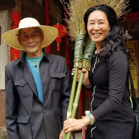 April with an elder from her mother's generation